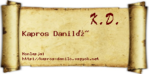 Kapros Daniló névjegykártya